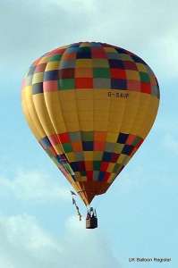 G-SAUF hot air balloon, a Thunder AND Colt Colt 90A, added to the archive 7 September 2026. Photograph by Mel Kirby