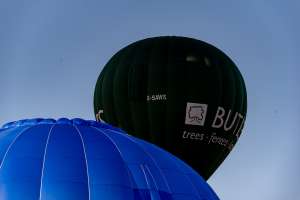 Butlers hot air balloon G-SAWS, an Ultramagic M-90, seen at Leigh Woods, North Somerset, United Kingdom on 7 August 2026. Photograph by Dave
