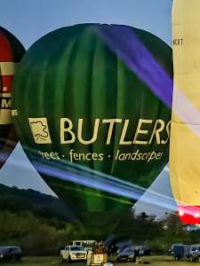 Butlers hot air balloon G-SAWS, an Ultramagic M-90, seen at Corston, Bath and North East Somerset, United Kingdom on 18 July 2026. Photograph by Dave