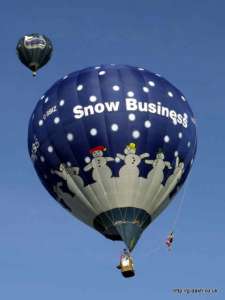 Snow hot air balloon G-SBIZ, a Cameron Z-90 (snow business), added to the archive 7 September 2026. Photograph by Balloon Spotters Archive