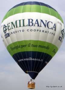 G-SEBA hot air balloon, an Ultramagic M-130. Photograph by slowfly.it