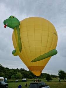 Snake hot air balloon G-SNKE, an Ultramagic M-90 (animals), seen at Bath and North East Somerset, England, United Kingdom on 19 July 2025. Photograph by Dave