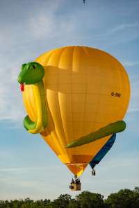 Snake hot air balloon G-SNKE, an Ultramagic M-90 (animals), seen at Arrow, Warwickshire, United Kingdom on 30 May 2026. Photograph by Dave