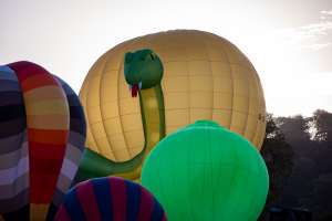 Snake hot air balloon G-SNKE, an Ultramagic M-90 (animals), seen at Horningsham, Wiltshire, United Kingdom on 12 September 2026. Photograph by Dave