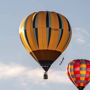G-SUAU hot air balloon, a Cameron C-90, seen at Horningsham, Wiltshire, United Kingdom on 14 September 2019. Photograph by Dave