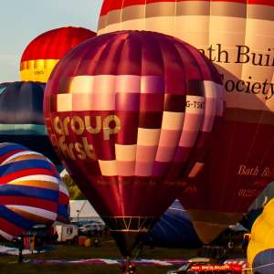 G-TSWZ hot air balloon, a Cameron Z-77, seen at Leigh Woods, North Somerset, United Kingdom on 8 August 2014. Photograph by Dave