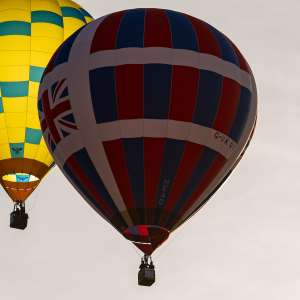 G-UKUK hot air balloon, a Head AX8-105, seen at Horningsham, Wiltshire, United Kingdom on 14 September 2019. Photograph by Dave