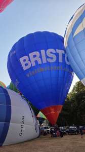 Uwe hot air balloon G-UWEB, a Cameron Z-120 (university), seen at City Centre, Bristol, United Kingdom on 20 July 2026. Photograph by Dave