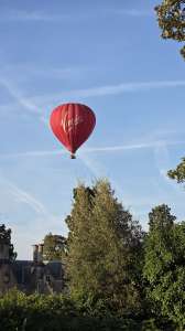 Virgin hot air balloon G-VBBF, a Cameron A-400, seen at Leigh Woods, North Somerset, United Kingdom on 3 August 2026. Photograph by Dave