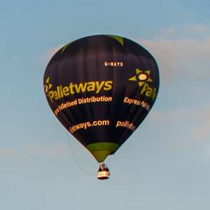 Palletways hot air balloon G-WAYS, a Lindstrand HOT AIR Balloons LBL 105A, seen at Leigh Woods, North Somerset, United Kingdom on 8 August 2014. Photograph by Dave