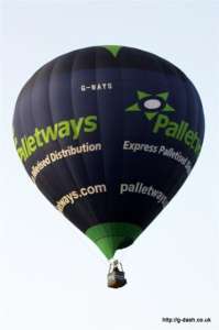 Palletways hot air balloon G-WAYS, a Lindstrand HOT AIR Balloons LBL 105A, added to the archive 7 September 2026. Photograph by G Bann