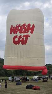 Mitt hot air balloon G-WCAT, a Thunder AND Colt Colt Flying Mitt (wash cat), seen at Bath and North East Somerset, England, United Kingdom on 18 July 2026. Photograph by Dave