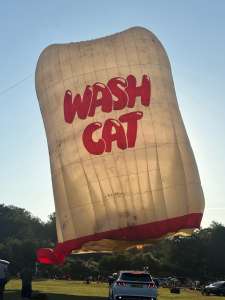 Mitt hot air balloon G-WCAT, a Thunder AND Colt Colt Flying Mitt (wash cat), seen at Bath and North East Somerset, England, United Kingdom on 9 July 2026. Photograph by R0nN1e