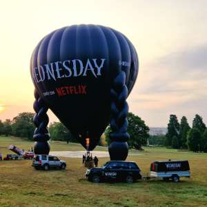 Netflix hot air balloon G-WDNS, a Kubicek Factory S.R.O. BB22Z (Wednesday). Photograph by Dave