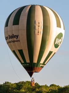 G-WILB hot air balloon, an Ultramagic M-105, seen at Arrow, Warwickshire, United Kingdom on 29 May 2026. Photograph by Dave