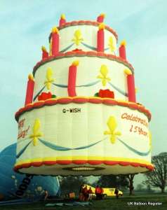 G-WISH hot air balloon, a Lindstrand Balloons LBL Cake, added to the archive 7 September 2026. Photograph by Mel Kirby