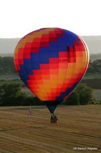 G-XHOT hot air balloon, a Cameron Z-105. Photograph by K Boon