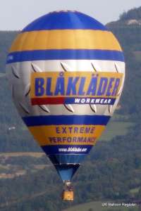 G-XPWW hot air balloon, a Cameron TR-77. Photograph by Swedish Balloon Federation website