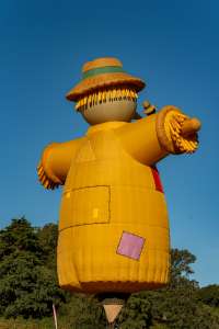 Smiley The Scarecrow hot air balloon N315LL, seen at Leigh Woods, North Somerset, United Kingdom on 7 August 2026. Photograph by Dave