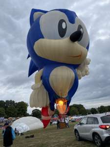 Sonic hot air balloon N750SH (hedgehog, playreview), seen at Leigh Woods, North Somerset, United Kingdom on 29 September 2025. Photograph by Cera168_