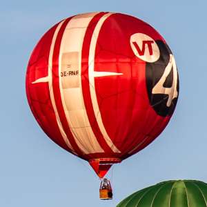 Football hot air balloon OE-RNF, seen at Horningsham, Wiltshire, United Kingdom on 14 September 2019. Photograph by Dave