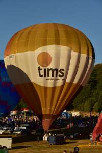 Tims hot air balloon OO-BNT, seen at Leigh Woods, North Somerset, United Kingdom on 7 August 2026. Photograph by Dave